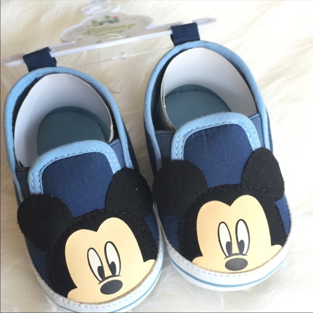 Disney Baby Mickey Mouse Ear Slip-On Shoes Navy Blue Infant/Toddler Various Size - Picture 8 of 10